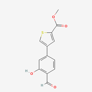 molecular formula C13H10O4S B6378578 2-Formyl-5-[5-(methoxycarbonyl)thiophen-3-yl]phenol, 95% CAS No. 1261895-27-5