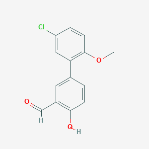 molecular formula C14H11ClO3 B6378583 4-(5-Chloro-2-methoxyphenyl)-2-formylphenol, 95% CAS No. 1111132-44-5