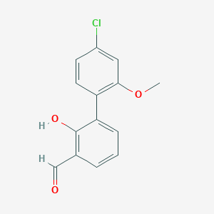molecular formula C14H11ClO3 B6378599 6-(4-Chloro-2-methoxyphenyl)-2-formylphenol, 95% CAS No. 1261995-85-0