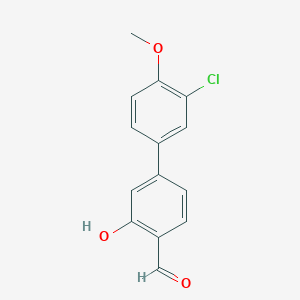 molecular formula C14H11ClO3 B6378604 5-(3-Chloro-4-methoxyphenyl)-2-formylphenol, 95% CAS No. 1261919-26-9