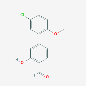 molecular formula C14H11ClO3 B6378623 5-(5-Chloro-2-methoxyphenyl)-2-formylphenol, 95% CAS No. 1261930-39-5