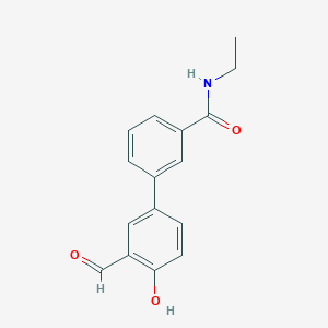 molecular formula C16H15NO3 B6378686 4-[3-(N-Ethylaminocarbonyl)phenyl]-2-formylphenol, 95% CAS No. 1111132-12-7