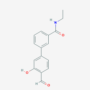 molecular formula C16H15NO3 B6378701 5-[3-(N-Ethylaminocarbonyl)phenyl]-2-formylphenol, 95% CAS No. 1261950-38-2