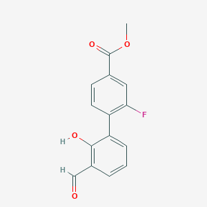 molecular formula C15H11FO4 B6378726 6-(2-Fluoro-4-methoxycarbonylphenyl)-2-formylphenol, 95% CAS No. 1261919-28-1