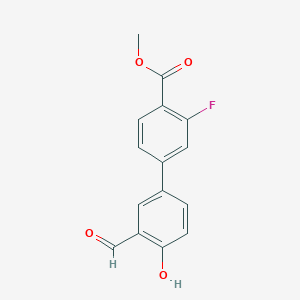 molecular formula C15H11FO4 B6378746 4-(3-Fluoro-4-methoxycarbonylphenyl)-2-formylphenol, 95% CAS No. 1111120-84-3