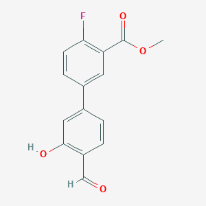 molecular formula C15H11FO4 B6378779 5-(4-Fluoro-3-methoxycarbonylphenyl)-2-formylphenol, 95% CAS No. 1261907-55-4