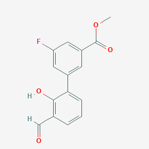 molecular formula C15H11FO4 B6378784 6-(3-Fluoro-5-methoxycarbonylphenyl)-2-formylphenol, 95% CAS No. 1261907-50-9