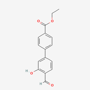 molecular formula C16H14O4 B6378793 5-(4-Ethoxycarbonylphenyl)-2-formylphenol, 95% CAS No. 1261930-59-9