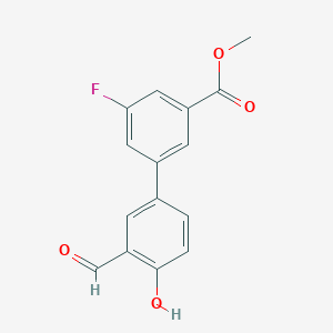 molecular formula C15H11FO4 B6378797 4-(3-Fluoro-5-methoxycarbonylphenyl)-2-formylphenol, 95% CAS No. 1261987-01-2