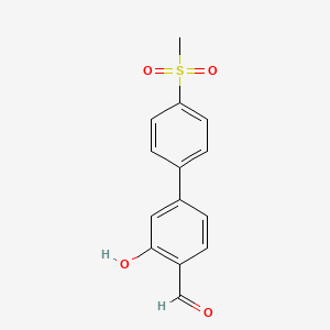 molecular formula C14H12O4S B6378831 2-Formyl-5-(4-methylsulfonylphenyl)phenol, 95% CAS No. 1261966-65-7