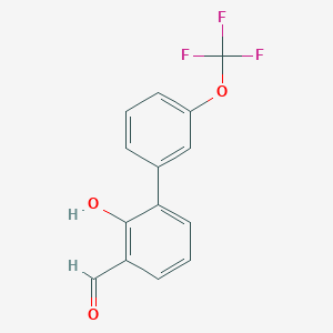 molecular formula C14H9F3O3 B6378867 2-Formyl-6-(3-trifluoromethoxyphenyl)phenol, 95% CAS No. 1258636-35-9