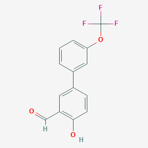 molecular formula C14H9F3O3 B6378885 2-Formyl-4-(3-trifluoromethoxyphenyl)phenol, 95% CAS No. 1111129-39-5