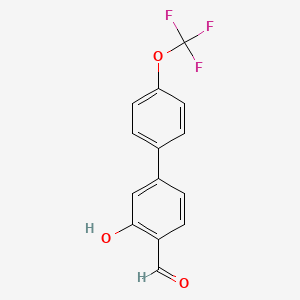 molecular formula C14H9F3O3 B6378914 2-Formyl-5-(4-trifluoromethoxyphenyl)phenol, 95% CAS No. 1191053-35-6