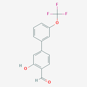 molecular formula C14H9F3O3 B6378919 2-Formyl-5-(3-trifluoromethoxyphenyl)phenol, 95% CAS No. 1261966-87-3
