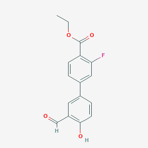 molecular formula C16H13FO4 B6378943 4-[4-(Ethoxycarbonyl)-3-fluorophenyl]-2-formylphenol, 95% CAS No. 1111132-40-1