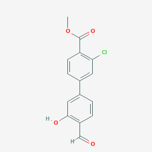 molecular formula C15H11ClO4 B6378963 5-(3-Chloro-4-methoxycarbonylphenyl)-2-formylphenol, 95% CAS No. 1261988-50-4