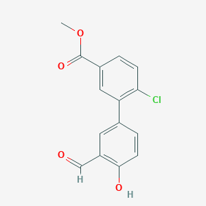 molecular formula C15H11ClO4 B6378969 4-(2-Chloro-5-methoxycarbonylphenyl)-2-formylphenol, 95% CAS No. 1261898-71-8