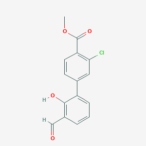 molecular formula C15H11ClO4 B6378970 6-(3-Chloro-4-methoxycarbonylphenyl)-2-formylphenol, 95% CAS No. 1261902-99-1