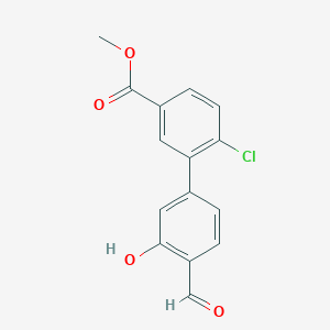 molecular formula C15H11ClO4 B6378980 5-(2-Chloro-5-methoxycarbonylphenyl)-2-formylphenol, 95% CAS No. 1261950-46-2