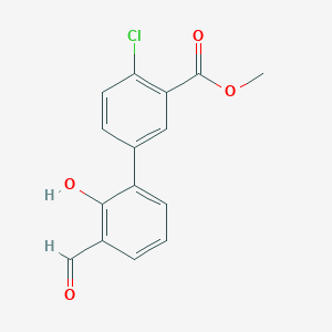 molecular formula C15H11ClO4 B6378994 6-(4-Chloro-3-methoxycarbonylphenyl)-2-formylphenol, 95% CAS No. 1261895-50-4