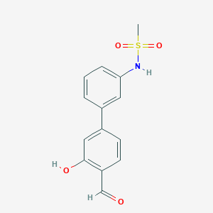 molecular formula C14H13NO4S B6379002 2-Formyl-5-(3-methylsulfonylaminophenyl)phenol, 95% CAS No. 1261907-63-4