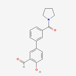 molecular formula C18H17NO3 B6379012 2-Formyl-4-(3-pyrrolidinylcarbonylphenyl)phenol, 95% CAS No. 1261953-81-4