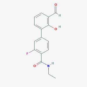 molecular formula C16H14FNO3 B6379020 6-[4-(Ethylcarbamoyl)-3-fluorophenyl]-2-formylphenol, 95% CAS No. 1261950-44-0