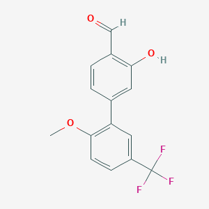 molecular formula C15H11F3O3 B6379024 2-Formyl-5-(2-methoxy-5-trifluoromethylphenyl)phenol, 95% CAS No. 1262003-97-3