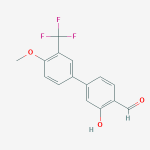 molecular formula C15H11F3O3 B6379029 2-Formyl-5-(4-methoxy-3-trifluoromethylphenyl)phenol, 95% CAS No. 1261945-38-3