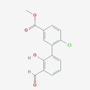 molecular formula C15H11ClO4 B6379039 6-(2-Chloro-5-methoxycarbonylphenyl)-2-formylphenol, 95% CAS No. 1261898-32-1