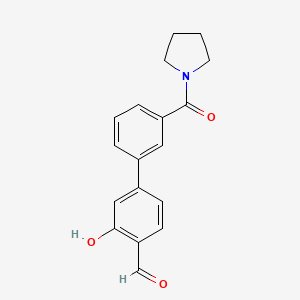 molecular formula C18H17NO3 B6379050 2-Formyl-5-(3-pyrrolidinylcarbonylphenyl)phenol, 95% CAS No. 1261919-40-7