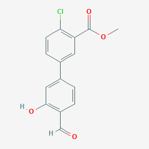 molecular formula C15H11ClO4 B6379052 5-(4-Chloro-3-methoxycarbonylphenyl)-2-formylphenol, 95% CAS No. 1261898-37-6