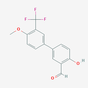 molecular formula C15H11F3O3 B6379077 2-Formyl-4-(4-methoxy-3-trifluoromethylphenyl)phenol, 95% CAS No. 1261890-41-8