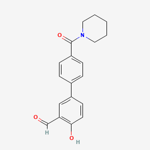 molecular formula C19H19NO3 B6379094 2-Formyl-4-[4-(piperidine-1-carbonyl)phenyl]phenol, 95% CAS No. 1111120-66-1