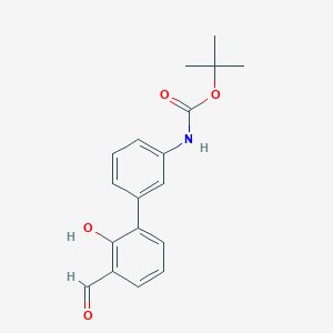 molecular formula C18H19NO4 B6379133 6-(3-BOC-Aminophenyl)-2-formylphenol, 95% CAS No. 1261925-99-8