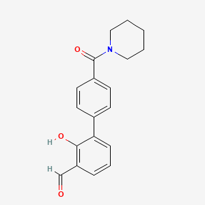 molecular formula C19H19NO3 B6379136 2-Formyl-6-[4-(piperidine-1-carbonyl)phenyl]phenol, 95% CAS No. 1261895-58-2