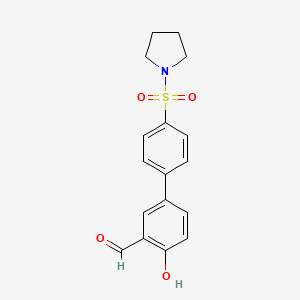 molecular formula C17H17NO4S B6379168 2-Formyl-4-[4-(pyrrolidinylsulfonyl)phenyl]phenol, 95% CAS No. 1261926-05-9