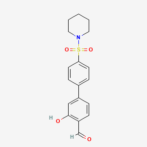 molecular formula C18H19NO4S B6379211 2-Formyl-5-[4-(piperidin-1-ylsulfonyl)phenyl]phenol, 95% CAS No. 1261953-91-6