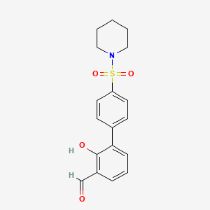 molecular formula C18H19NO4S B6379245 2-Formyl-6-[4-(piperidin-1-ylsulfonyl)phenyl]phenol, 95% CAS No. 1261907-69-0