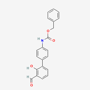 molecular formula C21H17NO4 B6379251 6-(4-Cbz-Aminopheny)-2-formylphenol, 95% CAS No. 1261919-45-2