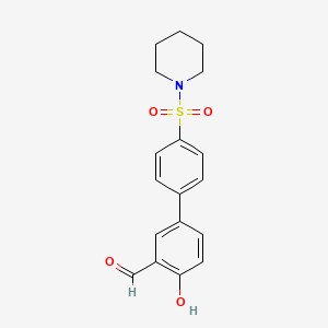 molecular formula C18H19NO4S B6379265 2-Formyl-4-[4-(piperidin-1-ylsulfonyl)phenyl]phenol, 95% CAS No. 1261966-95-3