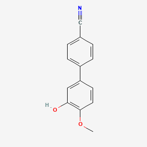 molecular formula C14H11NO2 B6379354 5-(4-Cyanophenyl)-2-methoxyphenol, 95% CAS No. 1261903-27-8