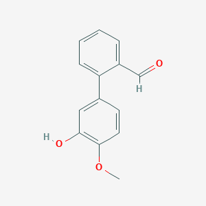 molecular formula C14H12O3 B6379374 5-(2-Formylphenyl)-2-methoxyphenol, 95% CAS No. 1261996-25-1