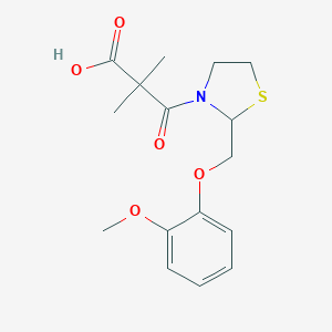 molecular formula C16H21NO5S B063794 alpha,alpha-Dimethyl-2-((2-methoxyphenoxy)methyl)-beta-oxo-3-thiazolidinepropanoic acid CAS No. 161364-70-1