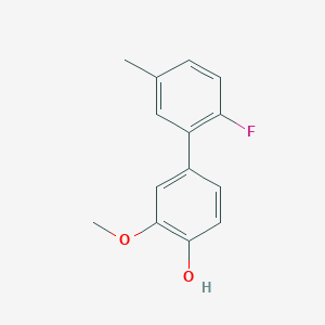 molecular formula C14H13FO2 B6379514 4-(2-Fluoro-5-methylphenyl)-2-methoxyphenol, 95% CAS No. 1261896-78-9