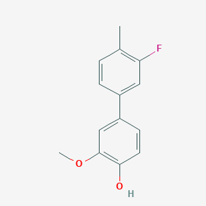 molecular formula C14H13FO2 B6379531 4-(3-Fluoro-4-methylphenyl)-2-methoxyphenol, 95% CAS No. 1261946-96-6