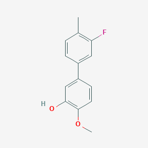 molecular formula C14H13FO2 B6379533 5-(3-Fluoro-4-methylphenyl)-2-methoxyphenol, 95% CAS No. 1261930-76-0