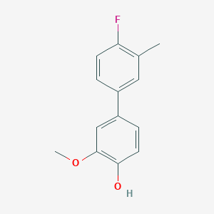 molecular formula C14H13FO2 B6379542 4-(4-Fluoro-3-methylphenyl)-2-methoxyphenol, 95% CAS No. 1261900-59-7
