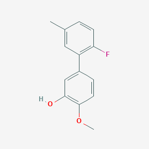 molecular formula C14H13FO2 B6379549 5-(2-Fluoro-5-methylphenyl)-2-methoxyphenol, 95% CAS No. 1261996-66-0