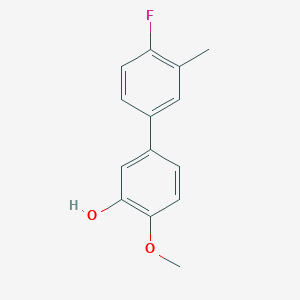 molecular formula C14H13FO2 B6379557 5-(4-Fluoro-3-methylphenyl)-2-methoxyphenol, 95% CAS No. 1261988-86-6